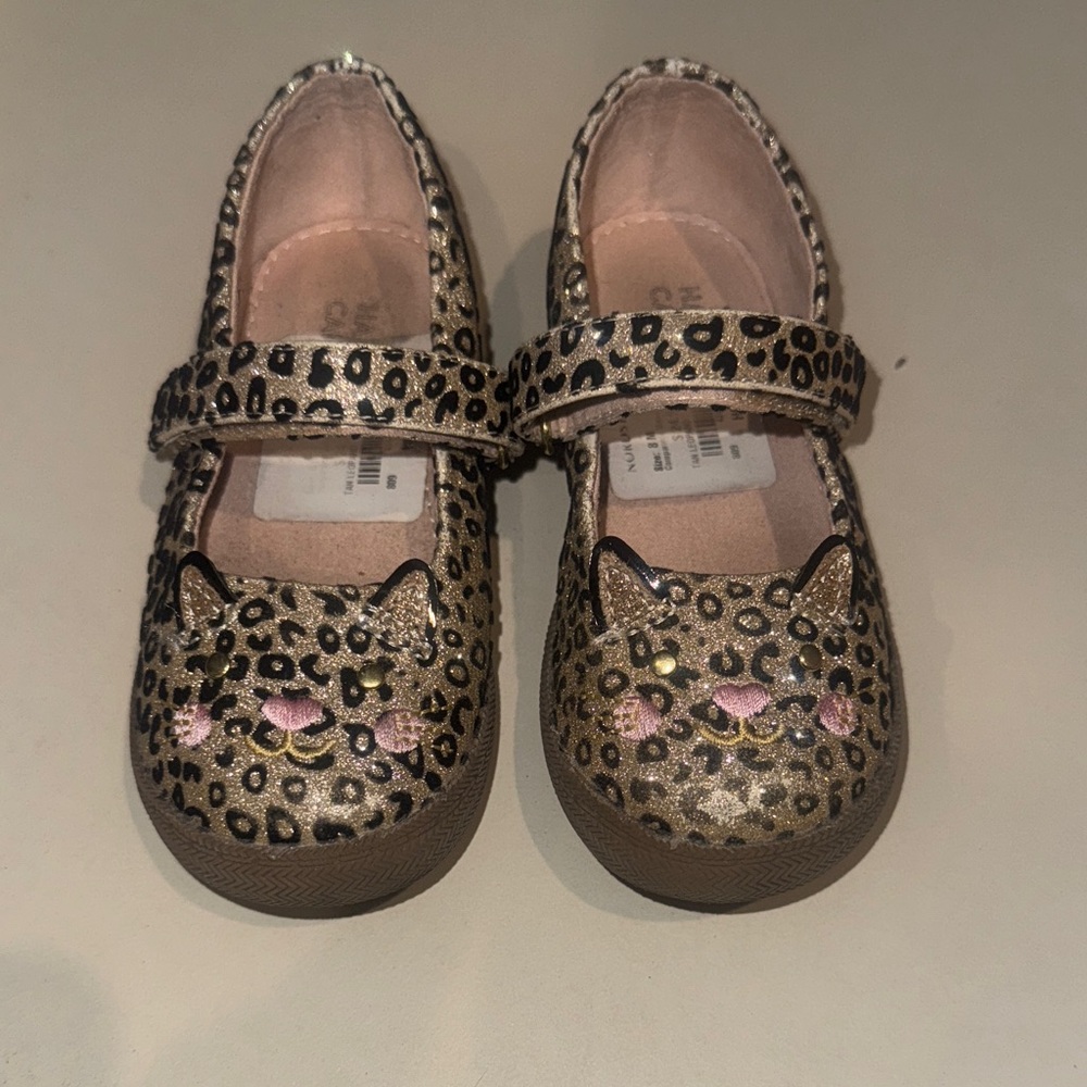 Harper Canyon Gold Leopard Print Kids Dress Shoes